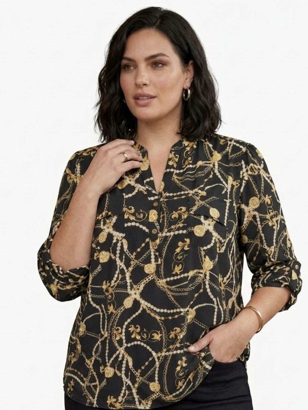 j.t.b. Woman Plus Size Chain Print Top Size 2X